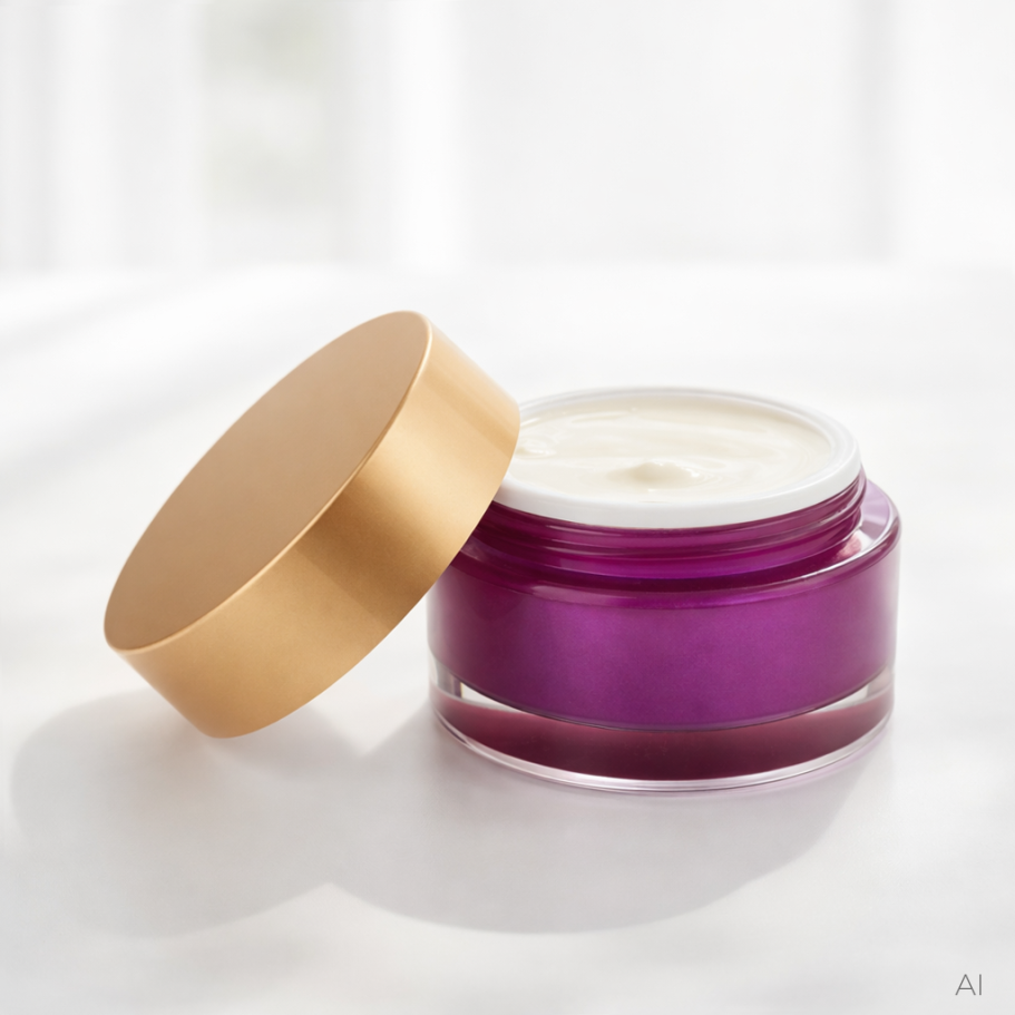 KI Composing Kosmetik Detailaufnahme mit geöffnetem Tiegel