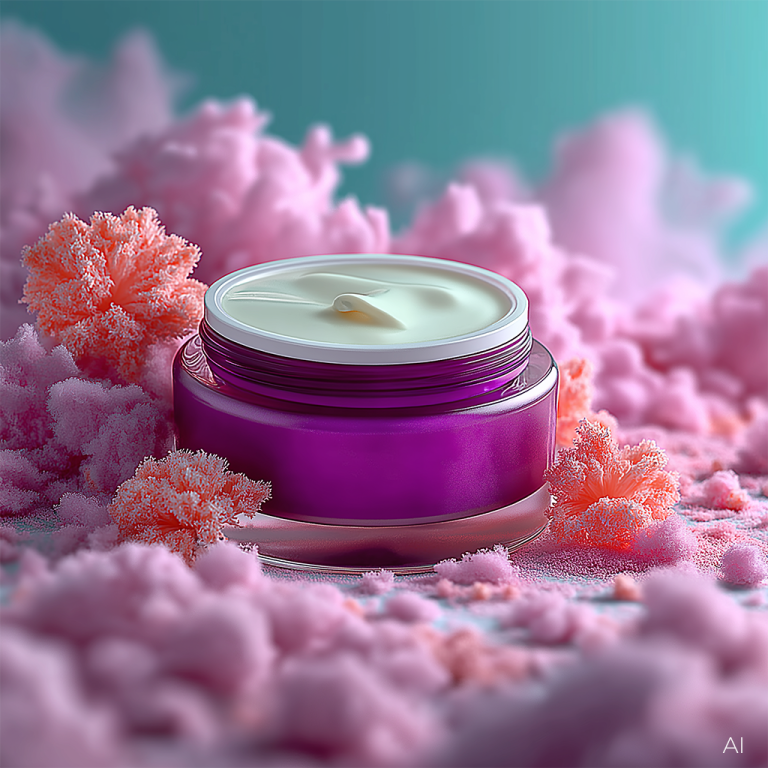 KI Bildweltentwicklung Kosmetik Produkt mit floraler Inszenierung