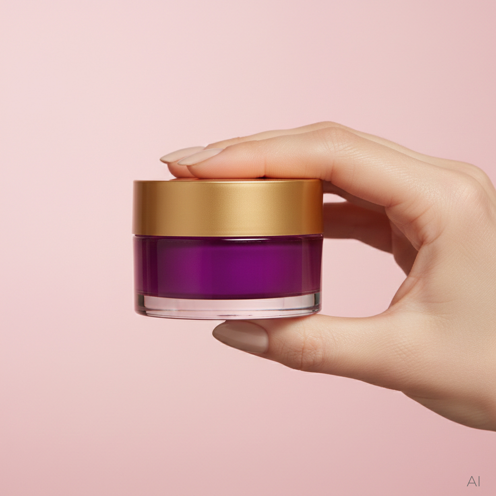 KI generierte Anwendungsszene Kosmetik Produkt in Hand